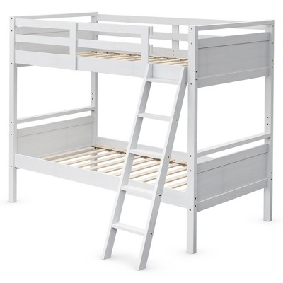 Costway Twin Over Twin Bunk Bed Convertible 2 Individual Beds Wooden ...