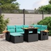 vidaXL 7 Piece Patio Sofa Set with Cushions Black Poly Rattan - 2 of 4