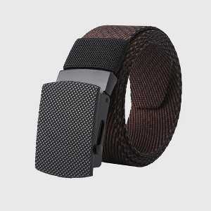 Anna-Kaci Women's Striped Nylon Belt with Textured Buckle - 1 of 4