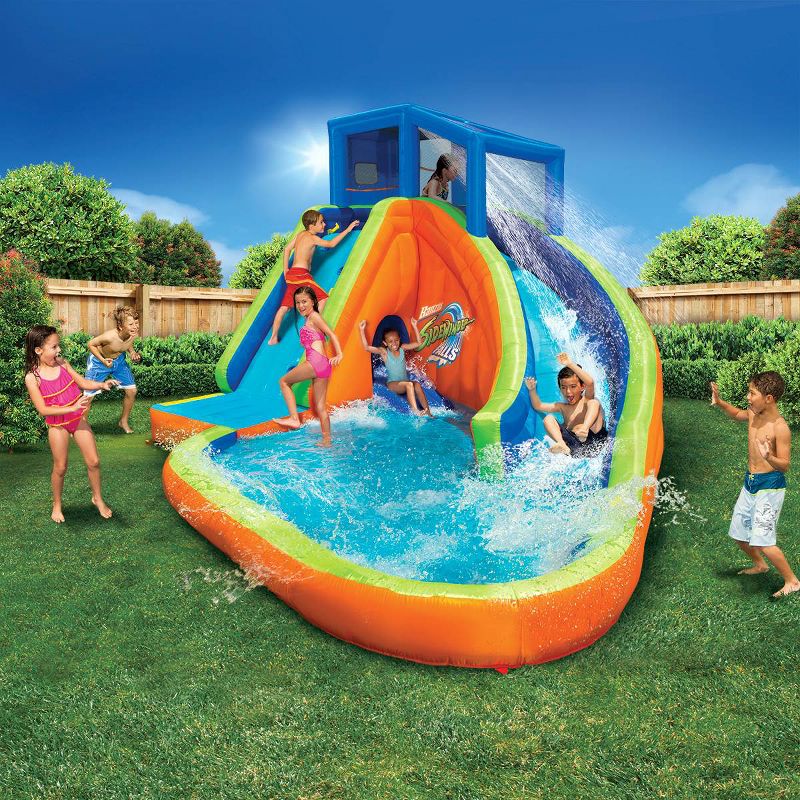 Banzai Falls Inflatable Water Park Kiddie Pool with Slides & Cannons (2 Pack), 3 of 7