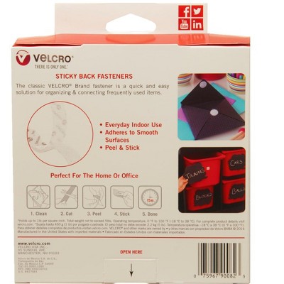 Velcro 0.75/" x 900/" Sticky Back Hook Fastener Black Each 597450 90916