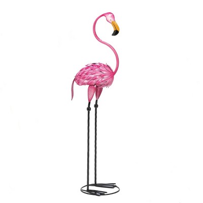 35.62" Metal Tropical Tango Flamingo Statue Pink - Zingz & Thingz