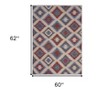 Red and Blue Geometric Diamonds Area Rug - 3 of 4