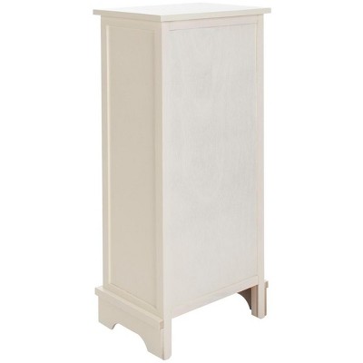 Distressed White Pine Accent Cabinet with Wicker Baskets