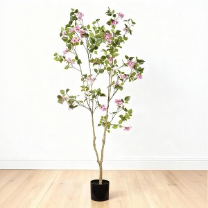 Zeus & Ruta Artificial Bougainvillea Tree with Black Plastic Pot - Realistic Faux Flowering Plant, 1pc/Set - 1 of 4