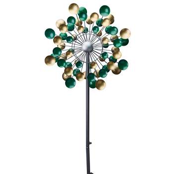 36"H Lots of Dots Wind Spinner in Silver & Green Finish - Southern Patio