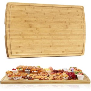 TackView Bamboo Cutting Board for Kitchen with Juice Groove and Handles, Chopping Board for Meat, Stove Top Cover, Wood Serving Tray - 1 of 4