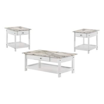 3pc Minsay Transitional Faux Marble Top Storage Coffee Table and End Table Set - HOMES: Inside + Out