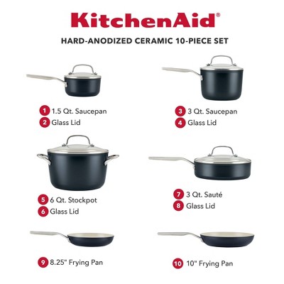 Matte Black 10-Piece Ceramic Nonstick Cookware Set with Stainless Steel Handles