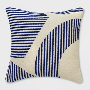 Square Curve Stripe Outdoor Pillow Blue - Project 62