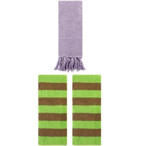 REGALWOVEN 3 Packs Striped and Solid Tassels Absorbent Soft Cotton Hand Towel for Bathroom - 1 of 4