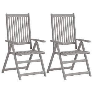 vidaXL Patio Reclining Chairs 2 pcs Gray Solid Acacia Wood - 1 of 4