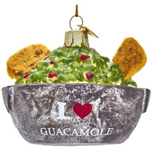 Kurt Adler Noble Gems Glass Ornament for Christmas Tree, "I Love Guacamole" Bowl - 1 of 1