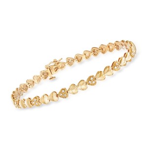 Ross-Simons 0.25 ct. t.w. Pave Diamond Heart Bracelet in 18kt Gold Over Sterling - 1 of 4