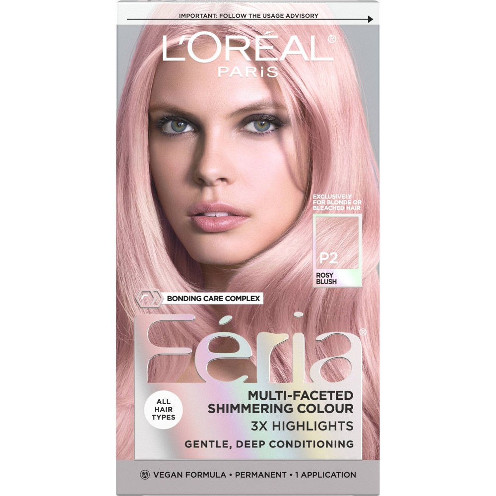 Photos - Hair Dye LOreal L'Oreal Paris Feria Smokey Pastels - P2 Smokey Pink - 6.8oz 