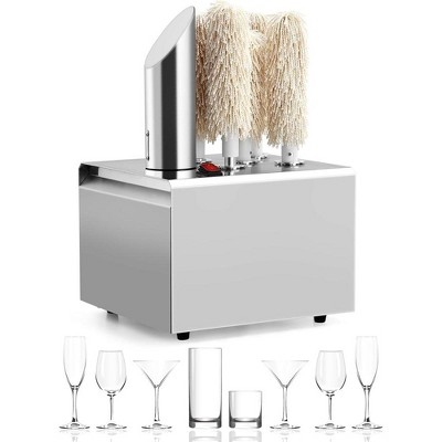 Electric Wine Glass Polisher with 5 Cotton Brushes and High-Power Heater, Stainless Steel, ideal for bars, kitchens, and restaurants