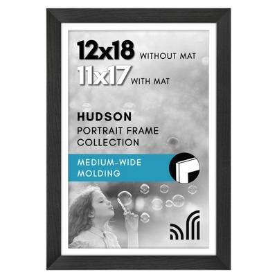 Americanflat 11x14 Picture Frame with Shatter-Resistant Glass, Use as 8x10 Frame with Mat or 11x14 Frame Without Mat, Hudson Collection, Natural Oak