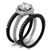Slickblue Women's Interlocking Halo Ring, Two-Tone Black & Silver with CZ Stones, Stainless Steel, Sizes 5–10 - 4 of 4