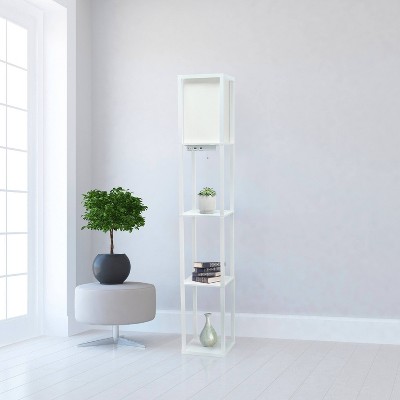 Classix White 62.5" 3-Tier Shelf Floor Lamp with LED Bulb