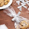 Bright Creations 3 in Silver Satin Bow Twist Ties with Clear Twist Ties for Treat Bags and Gift Package, 100 Pack - 3 of 4