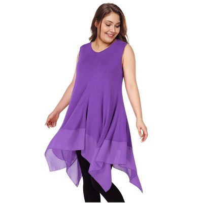 Plus Size Solid Sleeveless Tunic Tops for Women