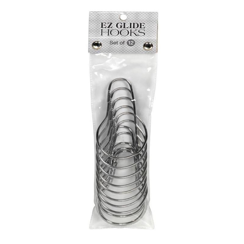 EZ Glide Shower Curtain Hooks Set of 12 Chrome by Carnation Home Fashions, 3 of 4