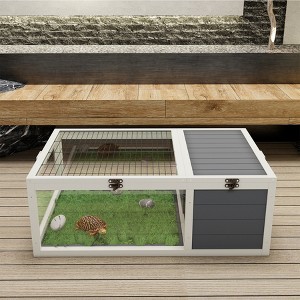 Tinyhomie 39.5 inchWood Tortoise House Indoor Reptile Cage 2 Removable Waterproof Trays - 1 of 4