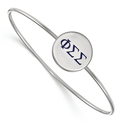 Black Bow Jewelry Sterling Silver Phi Sigma Sigma Greek Life Bangle Bracelet 7 Inch