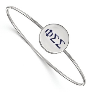Black Bow Jewelry Sterling Silver Phi Sigma Sigma Greek Life Bangle Bracelet 7 Inch - 1 of 3