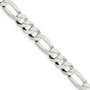 Black Bow Jewelry Men's 8.5mm Sterling Silver Flat Figaro Chain Necklace - 1 of 4