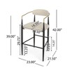 Kumasinova Set of 2 Counter Height Bar Stools, Sturdy Iron Frame Counter Stools, Minimalist Counter Height Stools with Back, Fabric Bar Stools - 3 of 4