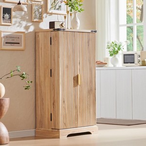 SinCiDo Fluted Kitchen Pantry with Doors and Adjustable Shelves, Modern Pantry Cabinet with Drawer, Wood Cupboard for Kitchen - 1 of 4