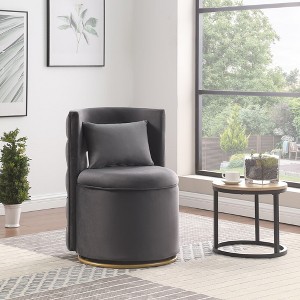 Dsvimoy Accent Chair Velvet Fabric with High Density Foam Cushion and Extra Pillow for Living or Bedroom

, Gray, 31"*24.5"*23" - 1 of 4