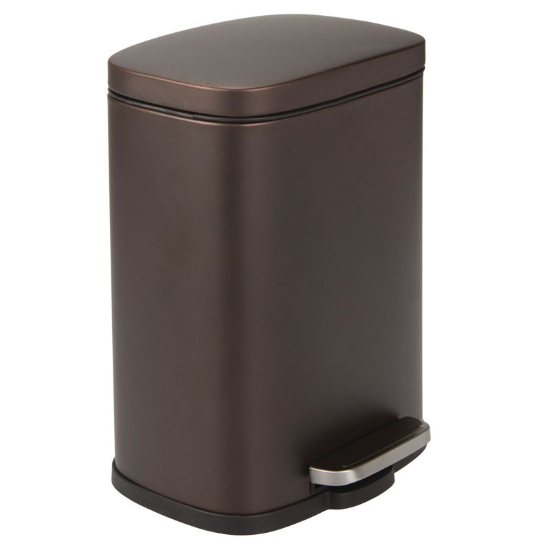 mDesign Stainless Steel Rectangular 1.3 Gallon Step Trash Can, 1 of 7