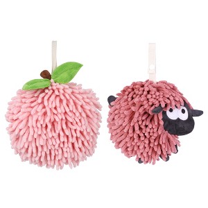 REGALWOVEN 2 Pcs Cute Comfortable Soft Absorbent Chenille Ball Fuzzy Hand Towel - 1 of 4