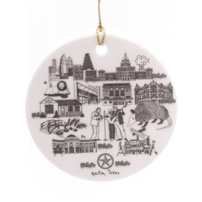 3.0 Inch Austin, Texas Flat Ornament Alamo Landmarks Lone Star Tree ...