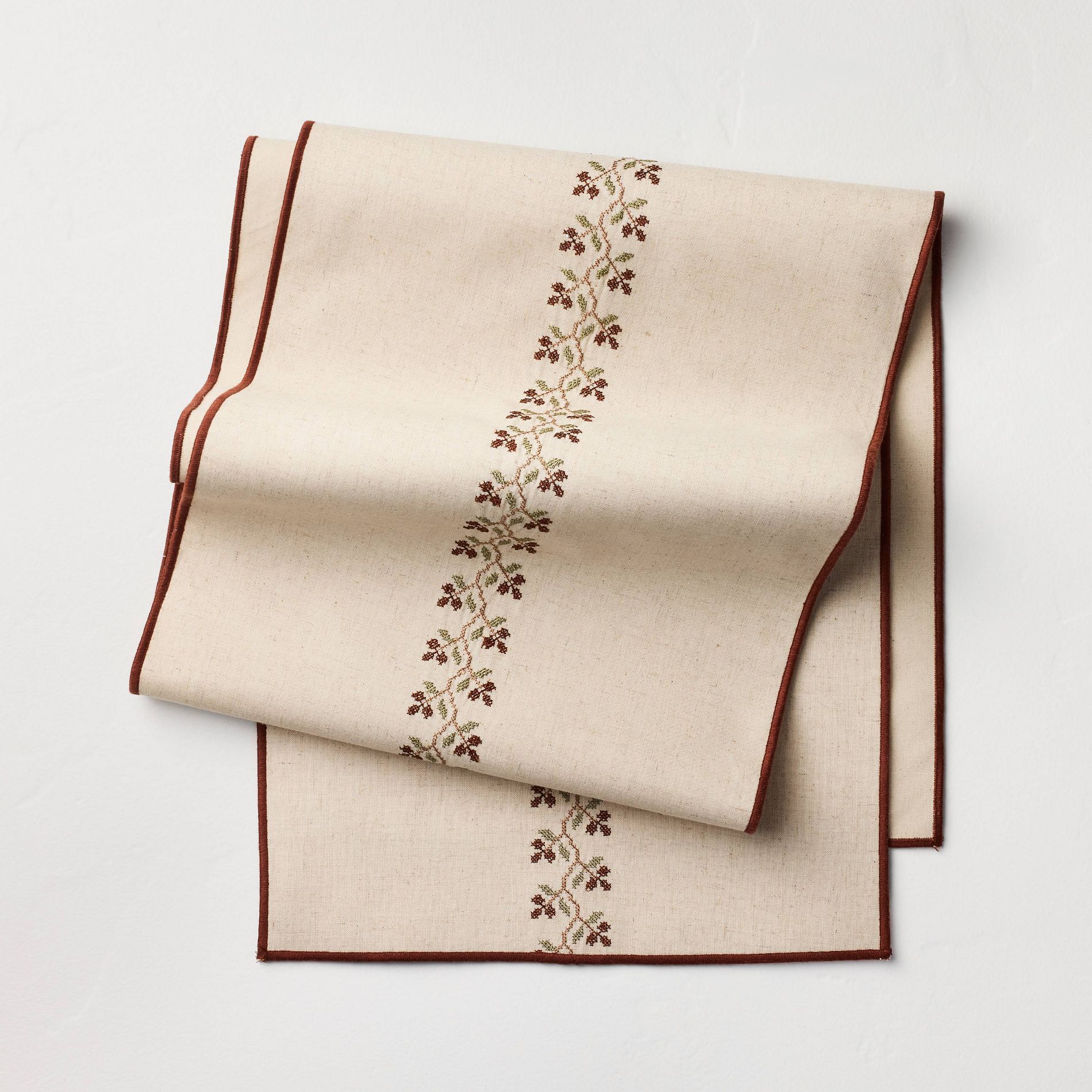 14"x72" Table Runner Cream Stitched Icon - Hearth & Hand™ with Magnolia