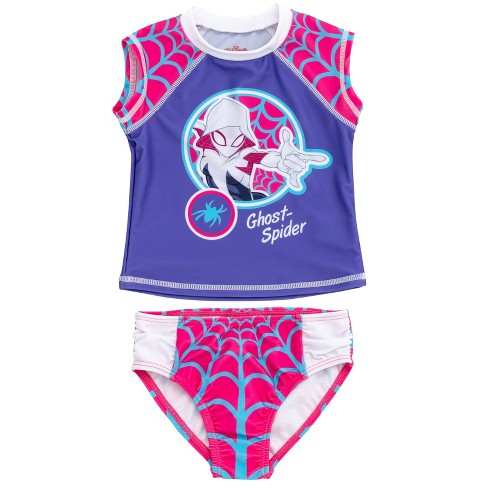 Marvel Spider-Man Spider-Gwen Girls UPF 50+ Rash Guard & Bikini Bottom Swimsuit Set Toddler to Little Kid - image 1 of 4