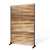 TOAOTBNBO 3-Panel Metal Privacy Screen, Decorative Privacy Fence Panels with Stand, Outdoor Privacy Screen for Patio, Natural Oak - 2 of 4