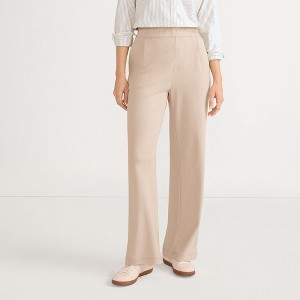 Lands' End Women's Knit High Rise Pleated Wide Leg Pants - 1 of 4