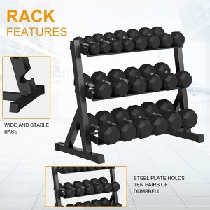 550lbs(10 pair) Rubber Coated Hex Dumbbell Weight Set with Rack, Coated Hand Weights for Strength Training, Exercisesfor Home, Gym - 1 of 4