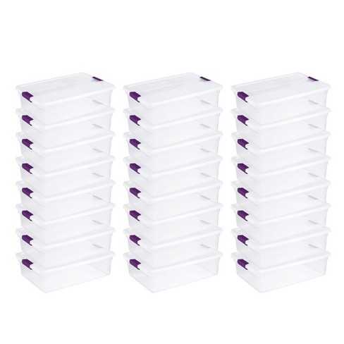 Sterilite 66qt Clearview Latch Box Clear With Purple Latches : Target