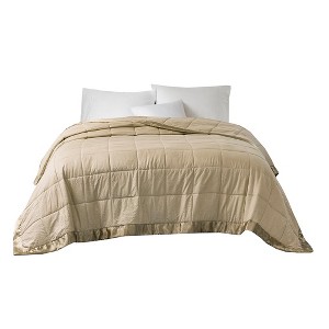 Gracie Mills Lucile Textured Oversized Down Alternative Blanket with Satin Trim - 1 of 4