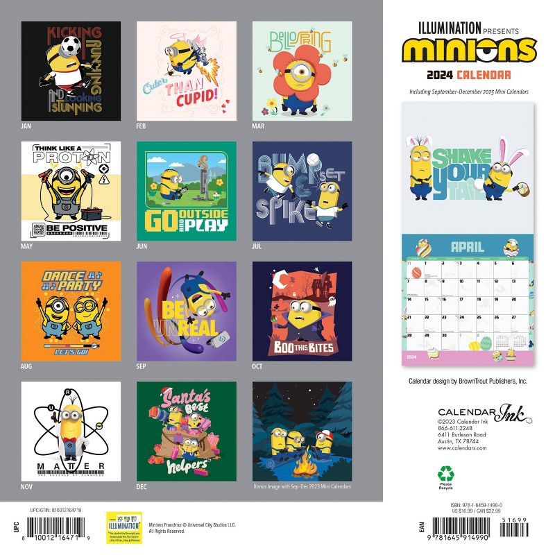 Browntrout 2024 Wall Calendar 12&#34;x12&#34; Minions, 2 of 5