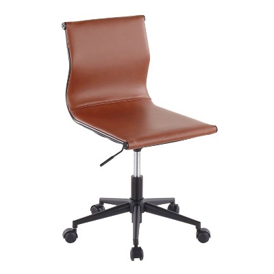 Mirage Contemporary Task Chair Steel/Faux Leather Black/Camel - LumiSource