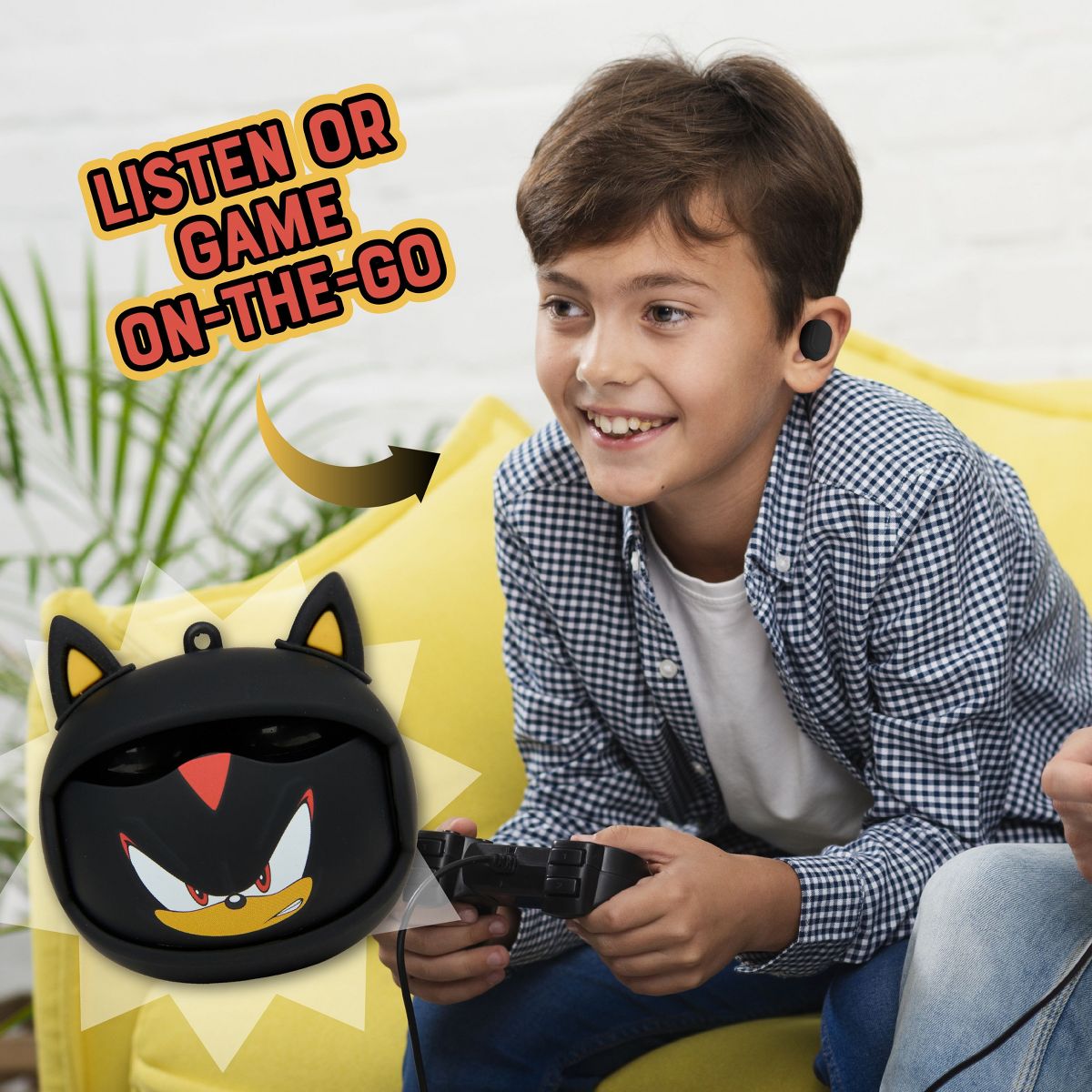 Sonic the Hedgehog Wireless Earbuds 15 Hour Playtime with Noise Cancelling and Flip Case - Shadow - thumbnail 4