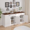 Okak Farmhouse Sideboard Buffet Cabinet with Storage, Fluted Wood Kitchen Console Table with 4 Doors & 3 Drawers for Dining Room Entryway - 3 of 4