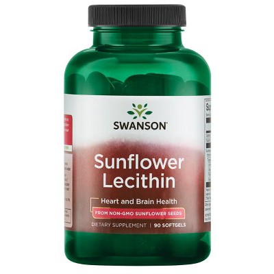 Swanson Dietary Supplements Sunflower Lecithin from Non-Gmo Sunflower Seeds 1,200 mg 90 Sgels.