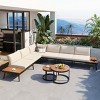 Outdoor 6-Piece Sectional Sofa Set, Sofa Set with Round Coffee Table, Sofa with Iron Frame and Polyester Cushions and Pillows-Coolbibila - 2 of 4