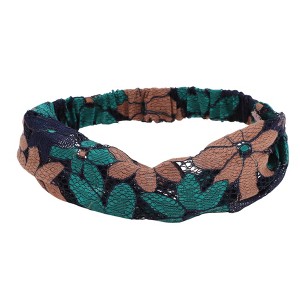 Unique Bargains Women's Eight-leaf Flower Lace Wide Headband 1 Pc - 1 of 4
